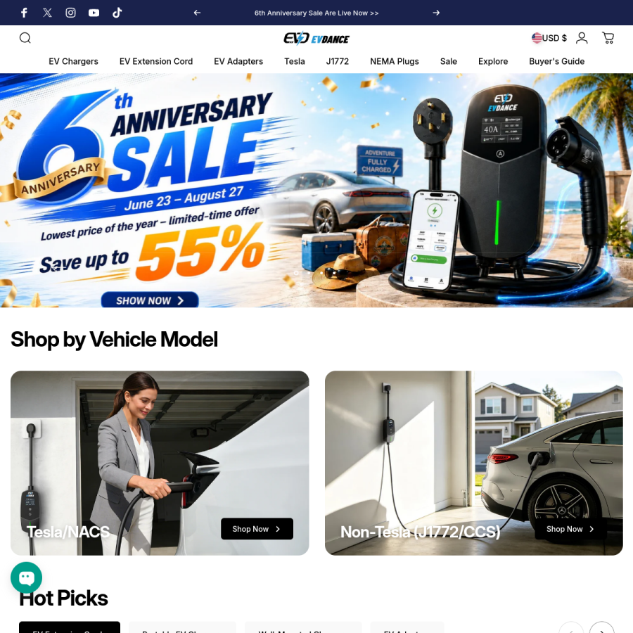 evdances.com homepage screenshot