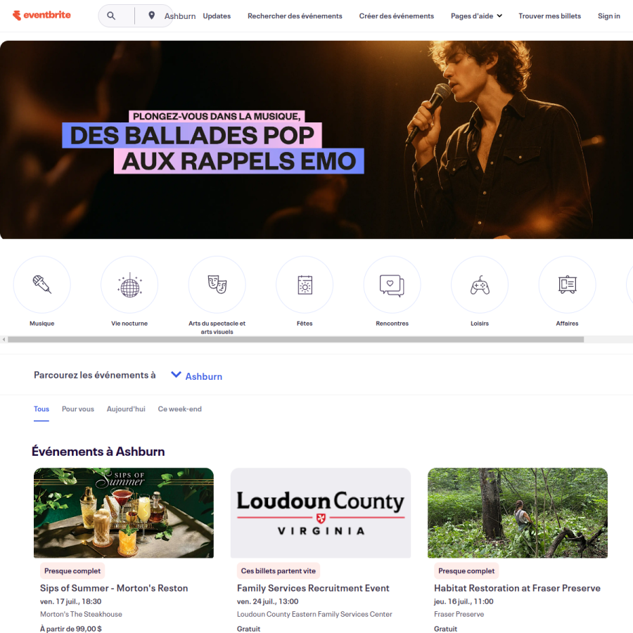 eventbrite.fr homepage screenshot