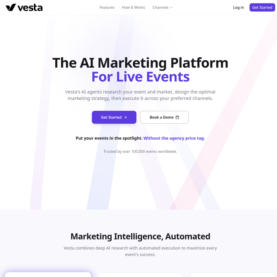 eventvesta.com homepage screenshot