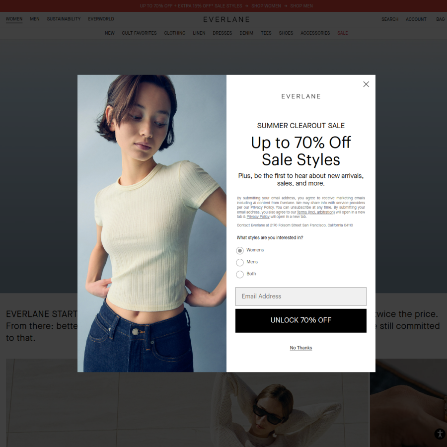 everlane.com homepage screenshot