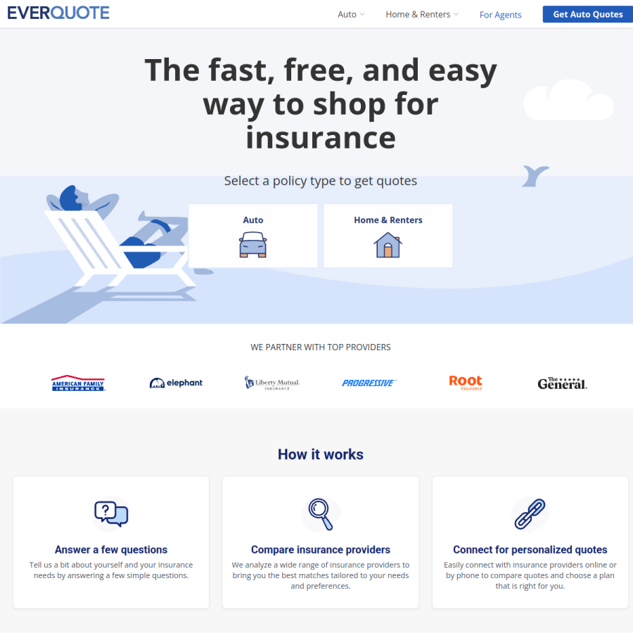 everquote.com homepage screenshot