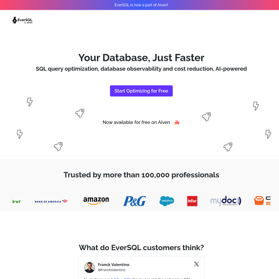 eversql.com homepage screenshot