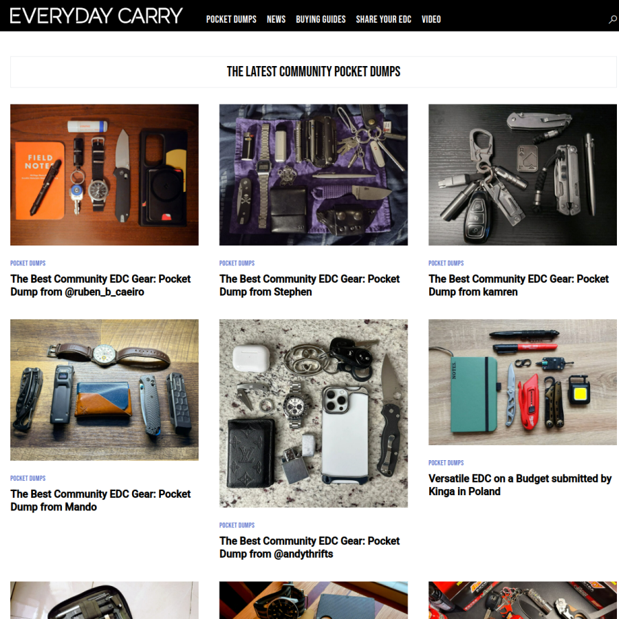 everydaycarry.com homepage screenshot