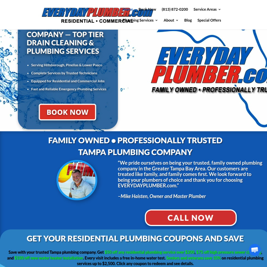 everydayplumber.com homepage screenshot