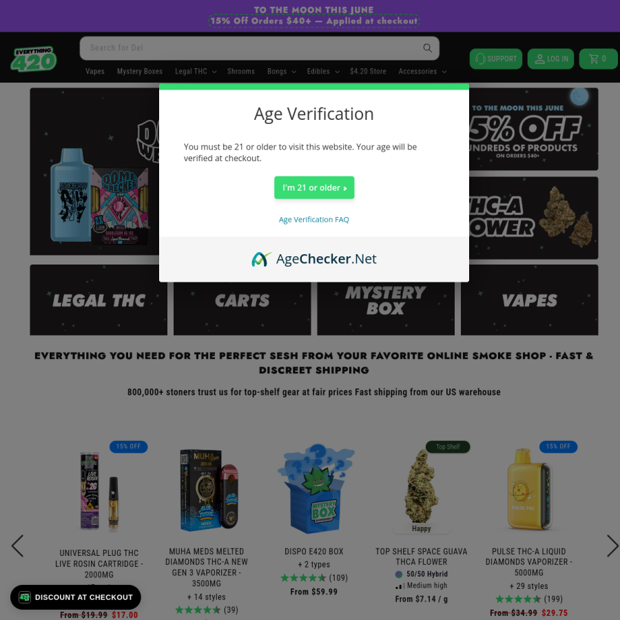 everythingfor420.com homepage screenshot