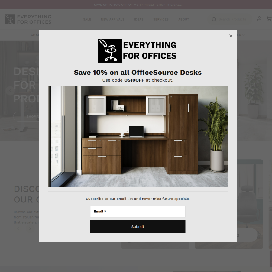 everythingforoffices.com homepage screenshot