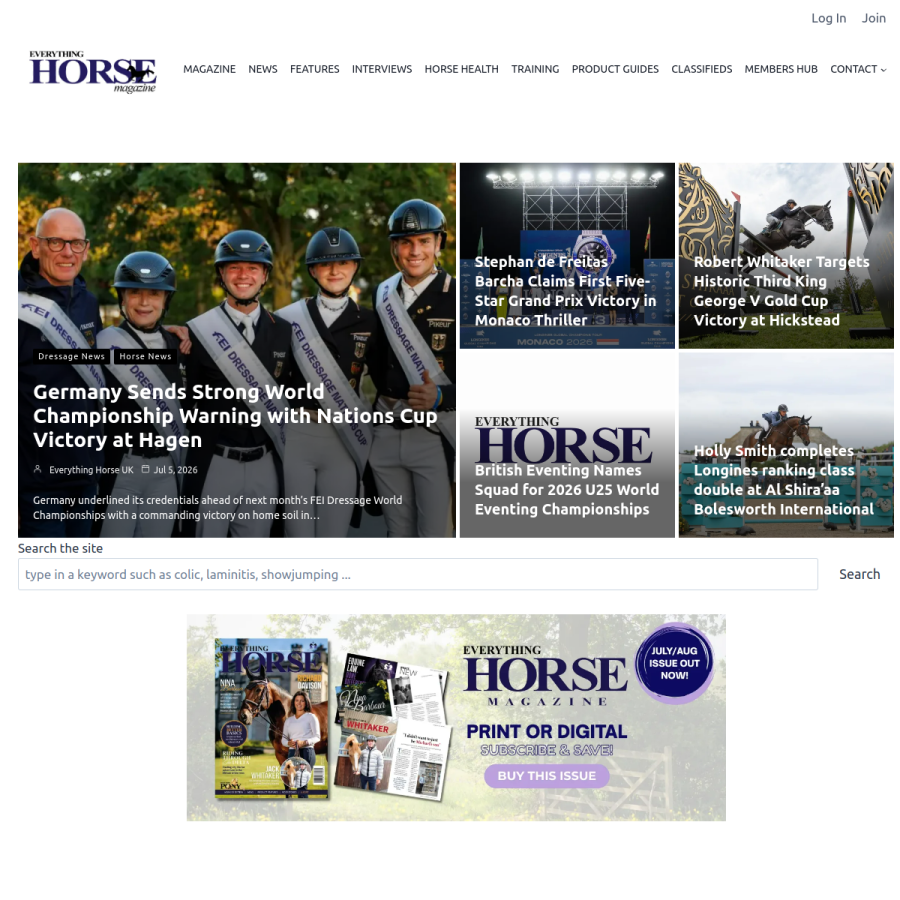 everythinghorseuk.co.uk homepage screenshot