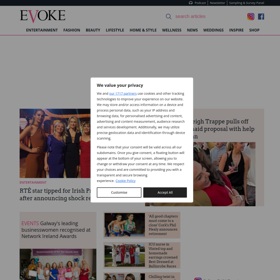 evoke.ie homepage screenshot