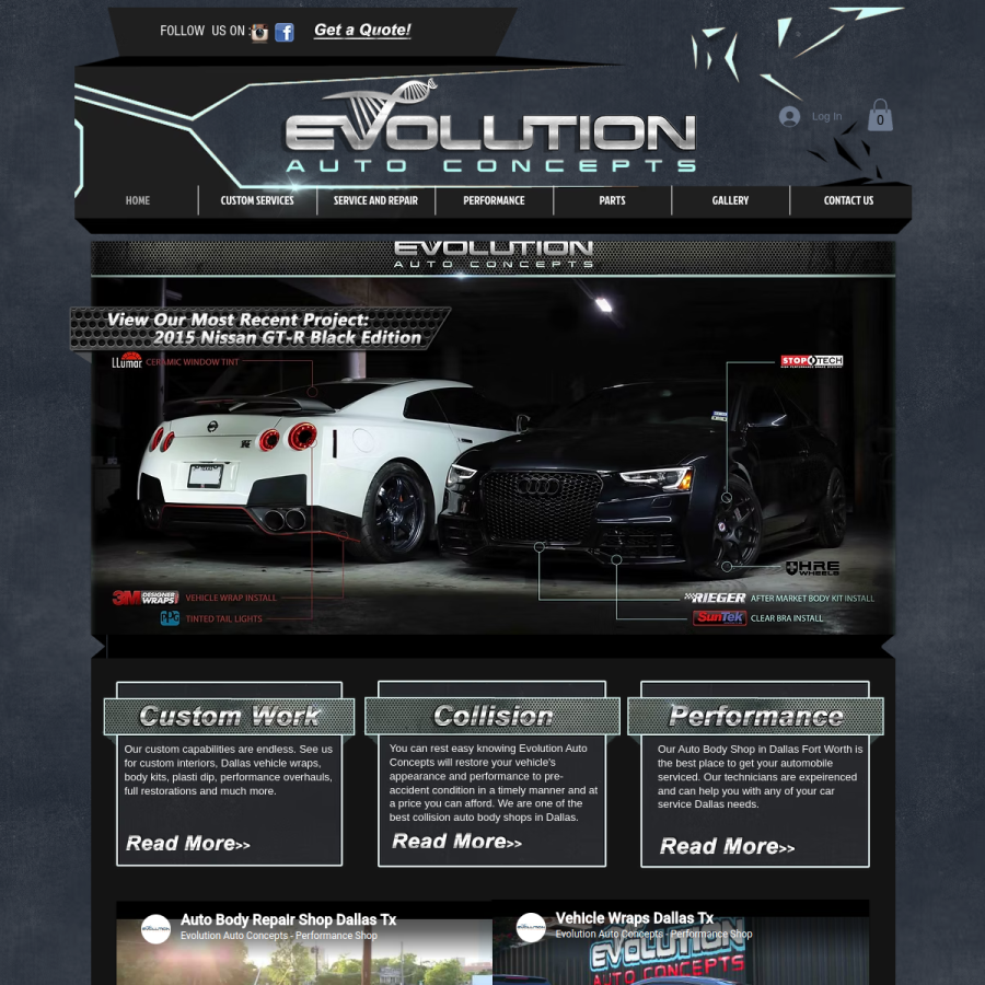 evolutionautoconcepts.com homepage screenshot