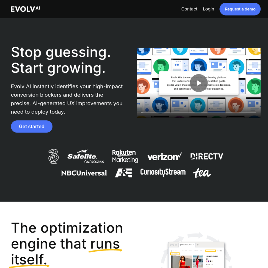 evolv.ai homepage screenshot