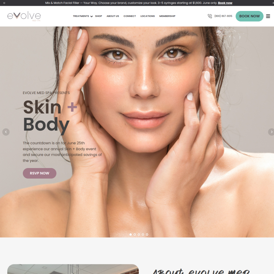 evolvemedspa.com homepage screenshot