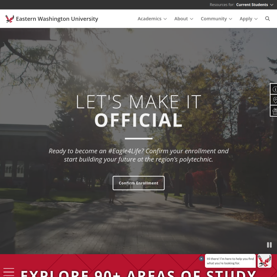 ewu.edu homepage screenshot