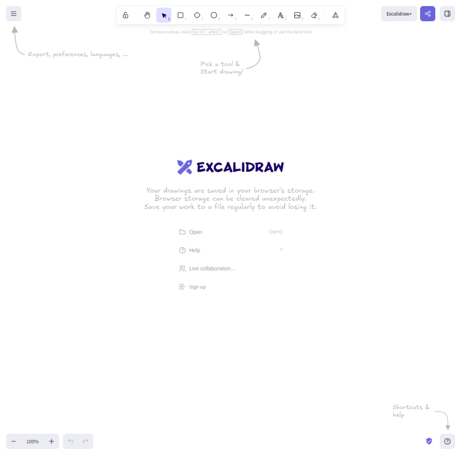 excalidraw.com homepage screenshot