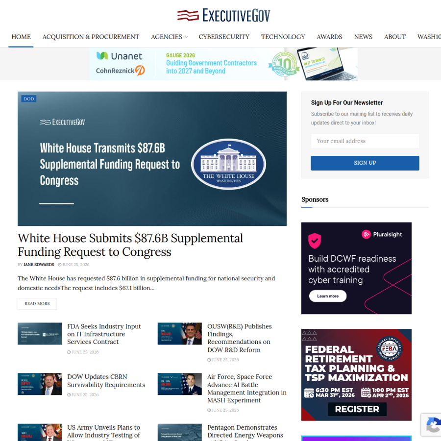 executivegov.com homepage screenshot