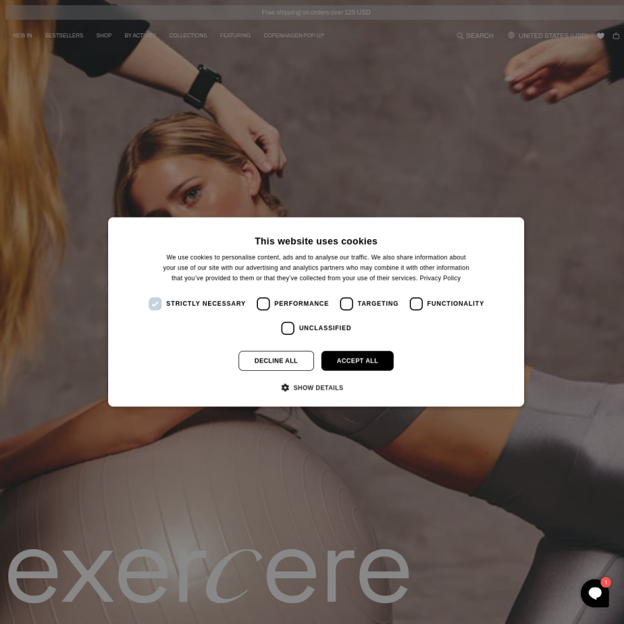 exercere.com homepage screenshot