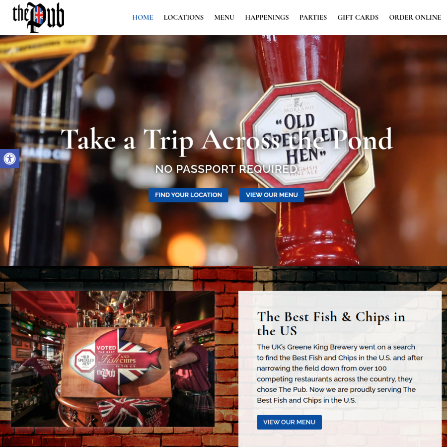 experiencethepub.com homepage screenshot