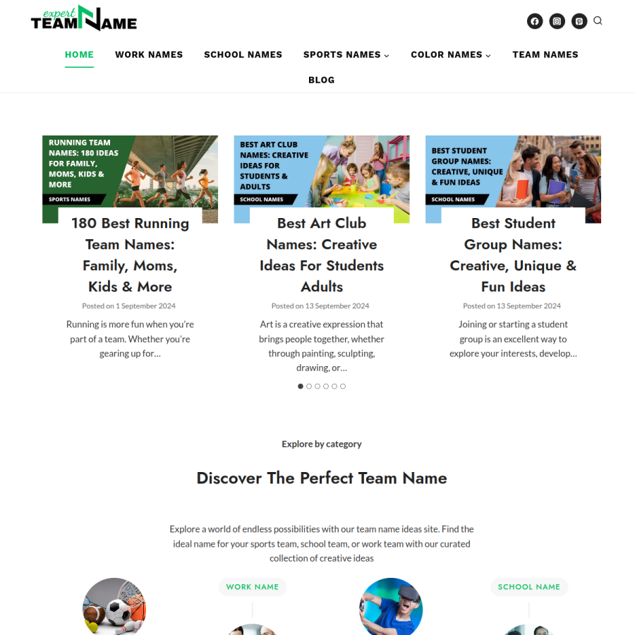 expertteamname.com homepage screenshot