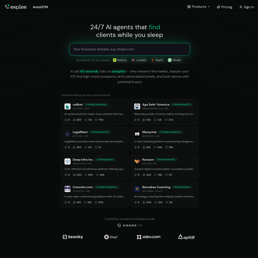 explee.com homepage screenshot