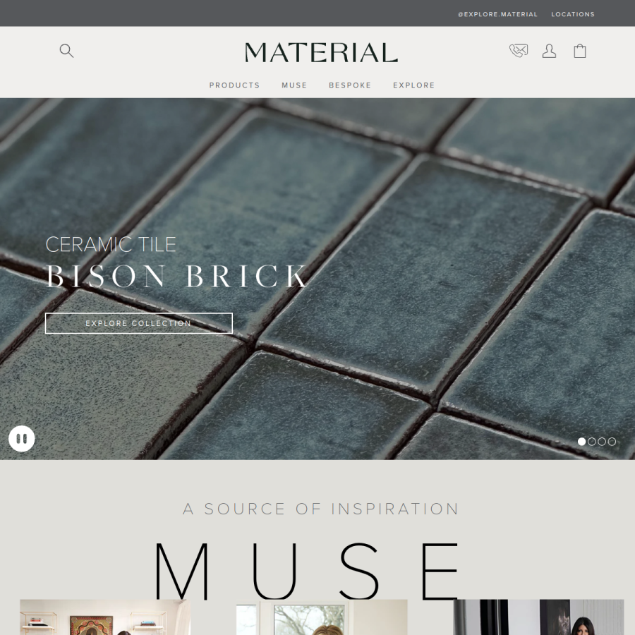 explorematerial.com homepage screenshot