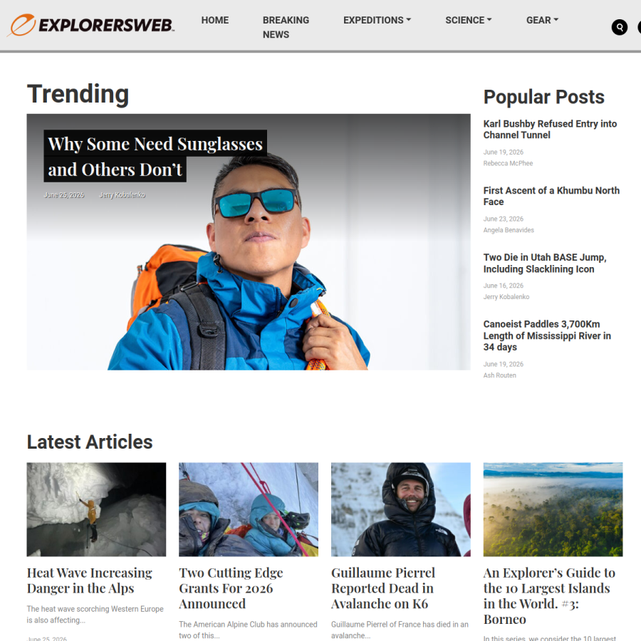 explorersweb.com homepage screenshot