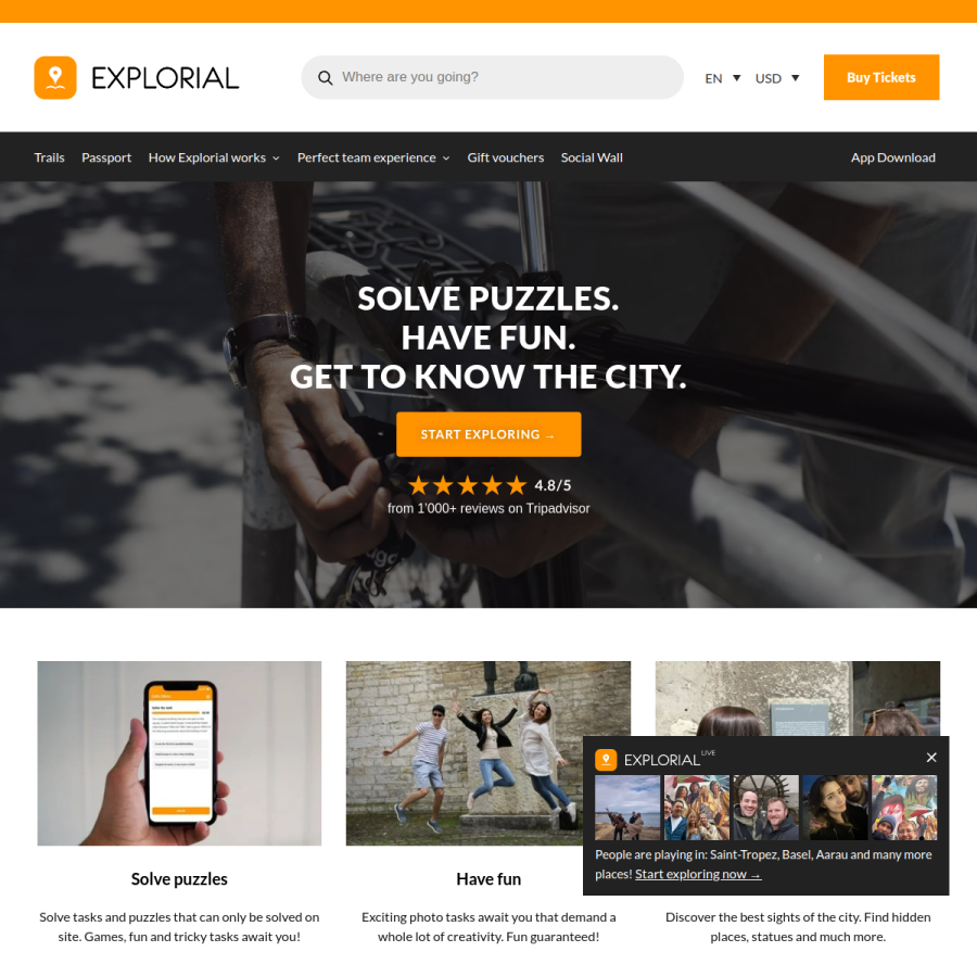 explorial.com homepage screenshot
