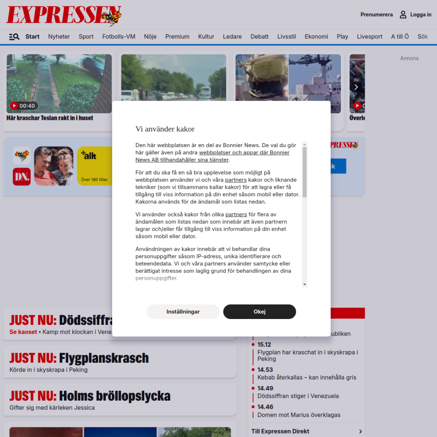 expressen.se homepage screenshot