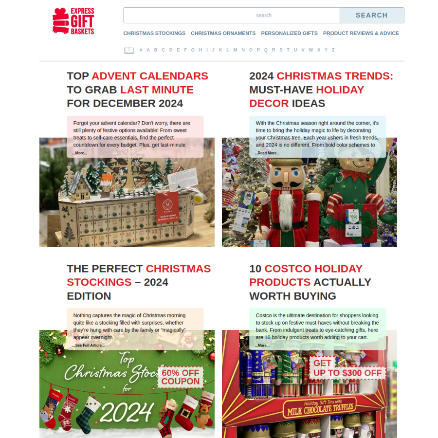 expressgiftbaskets.net homepage screenshot