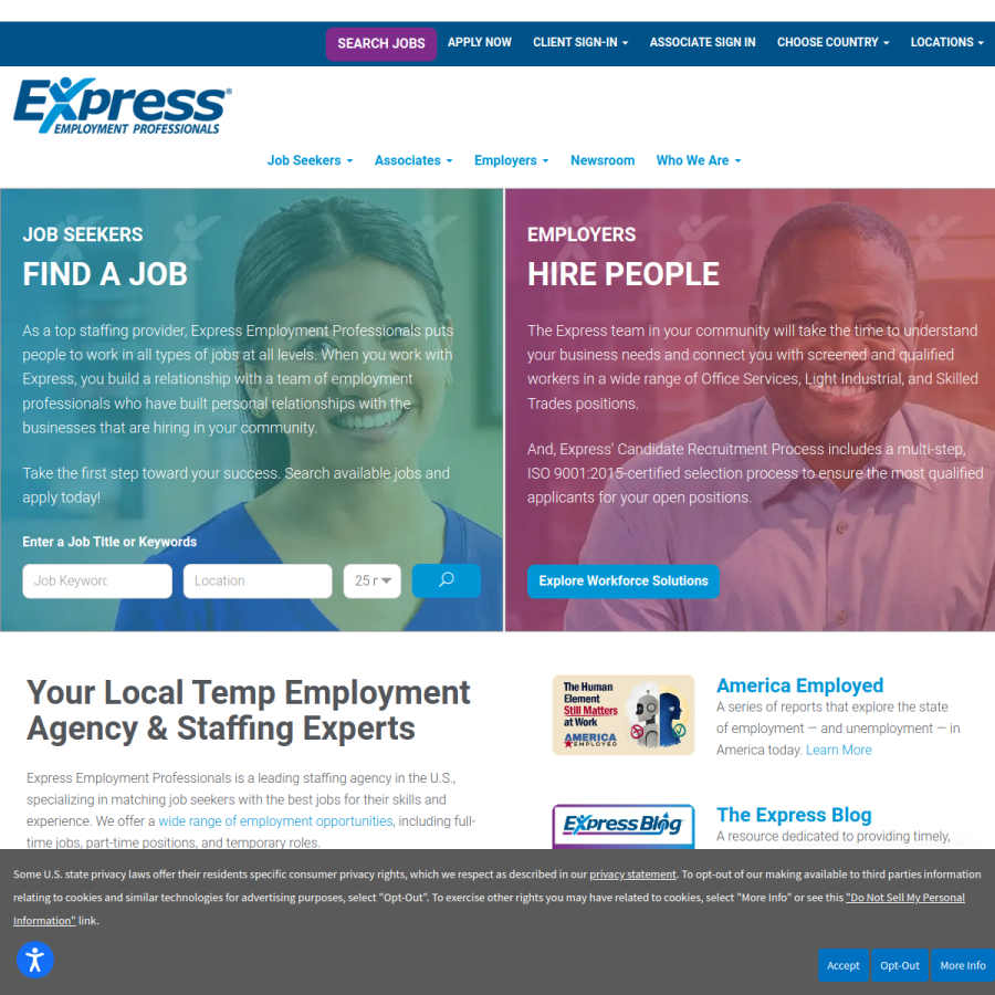 expresspros.com homepage screenshot