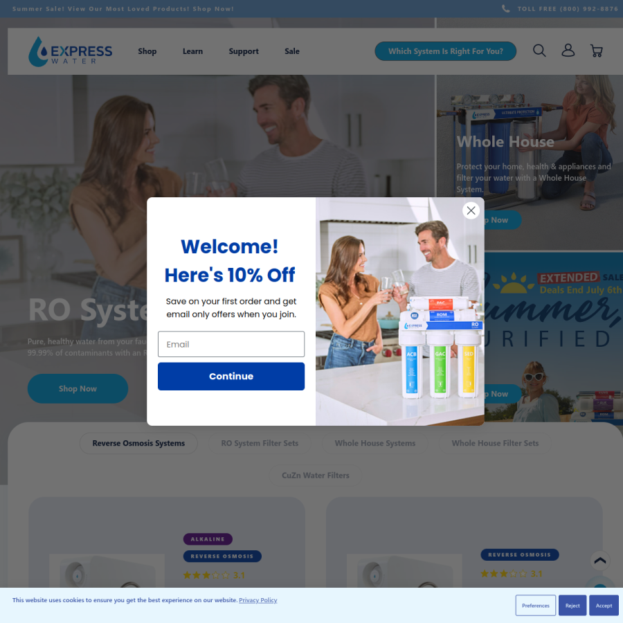 expresswater.com homepage screenshot