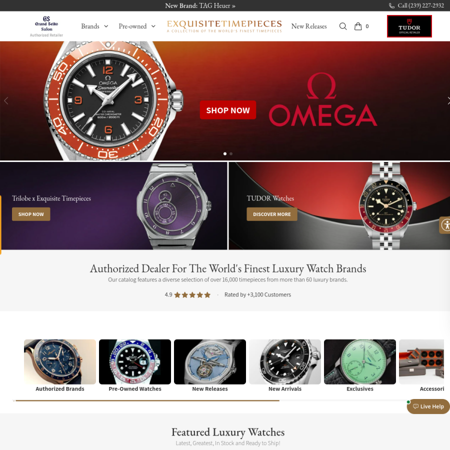 exquisitetimepieces.com homepage screenshot