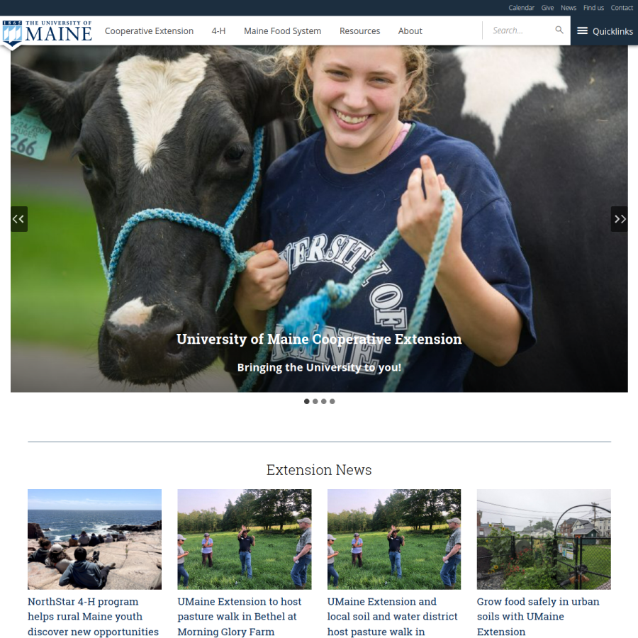 extension.umaine.edu homepage screenshot