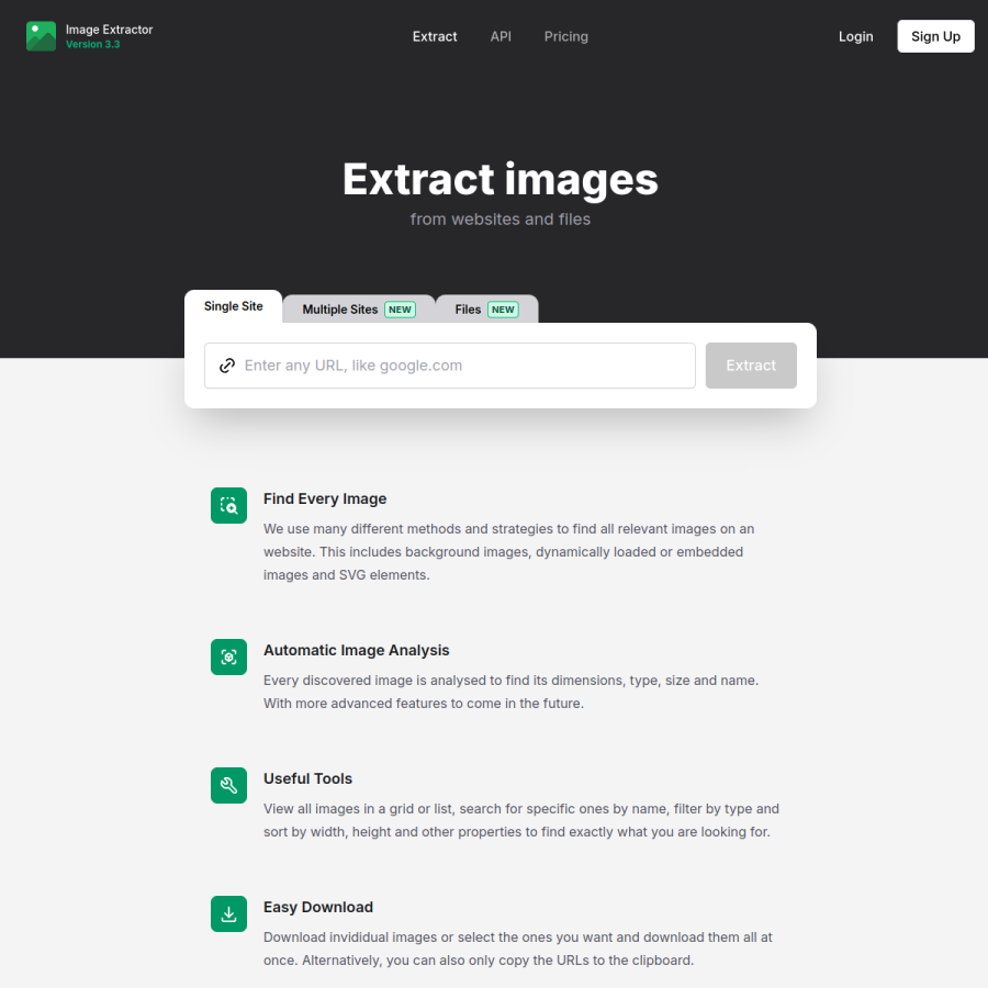 extract.pics homepage screenshot