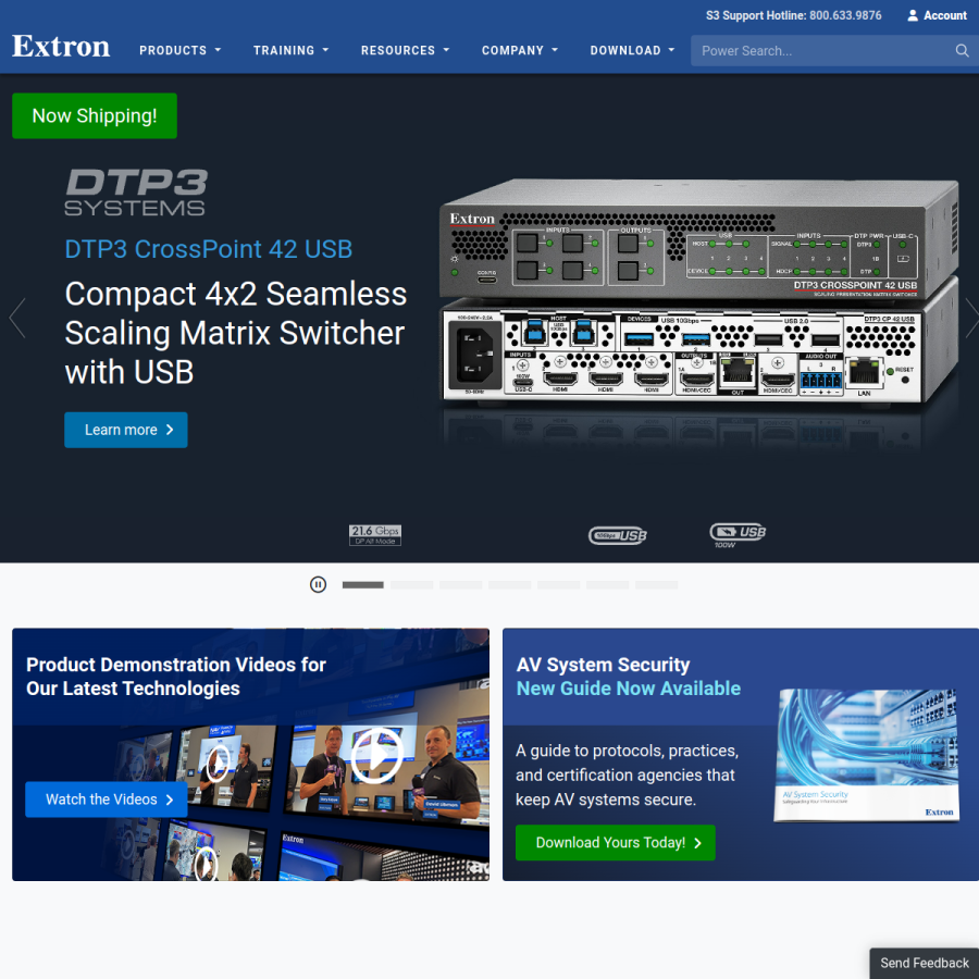 extron.com homepage screenshot