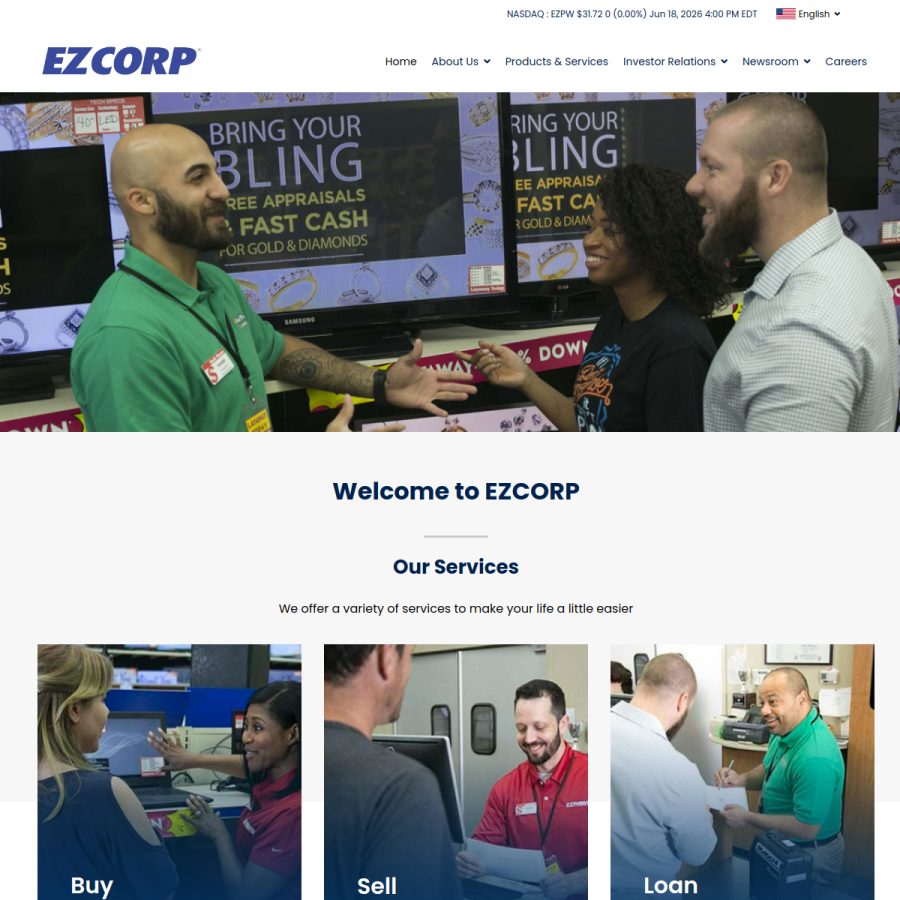 ezcorp.com homepage screenshot