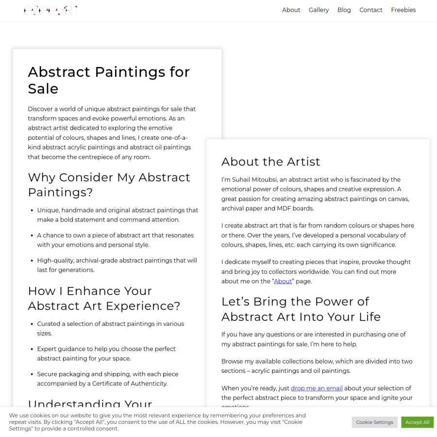 ezeeart.com homepage screenshot