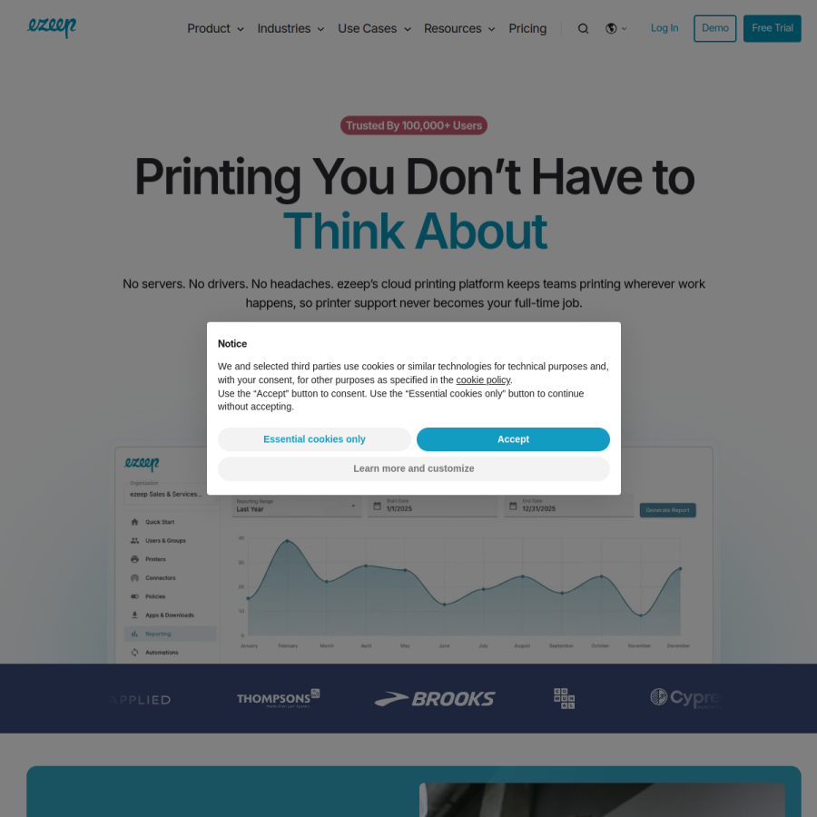 ezeep.com homepage screenshot