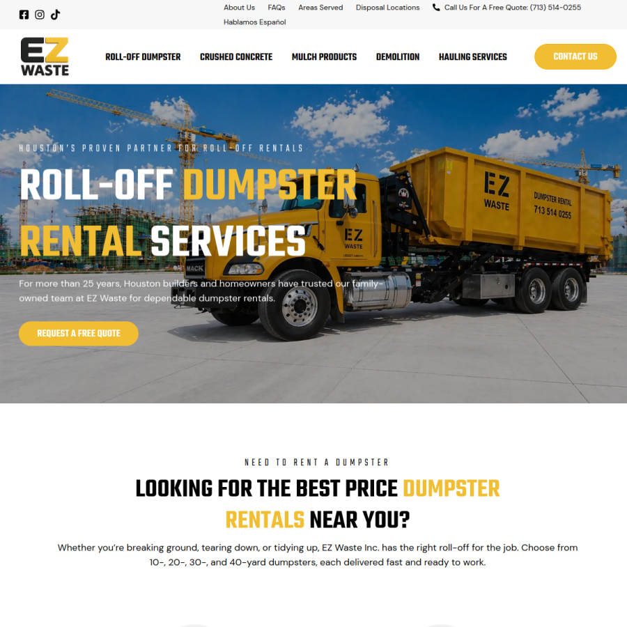 ezwasteinc.com homepage screenshot