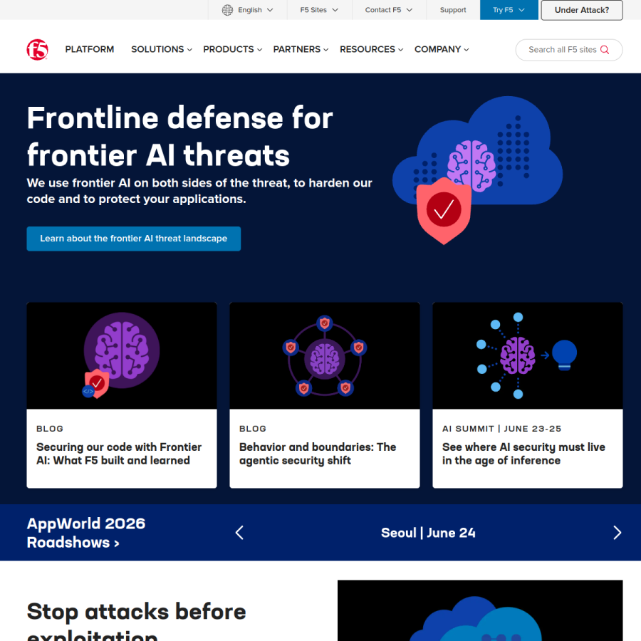 f5.com homepage screenshot