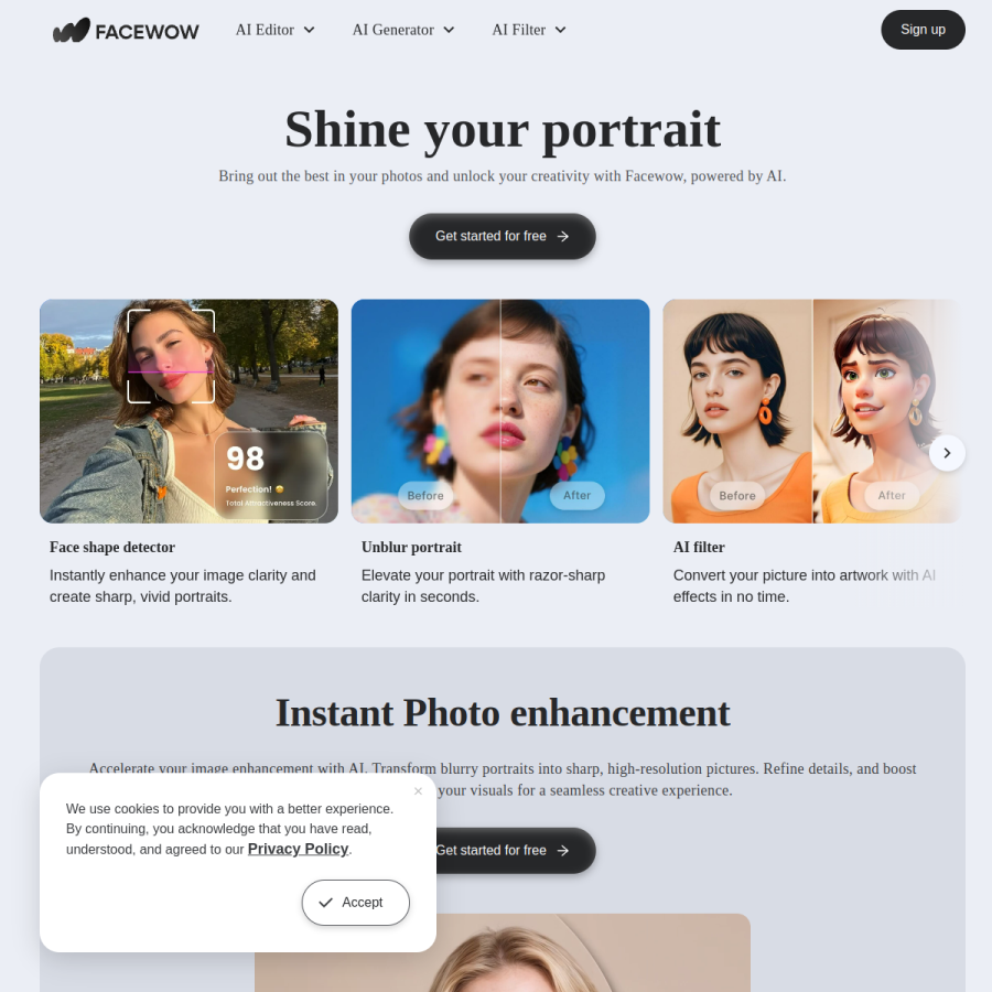facewow.ai homepage screenshot