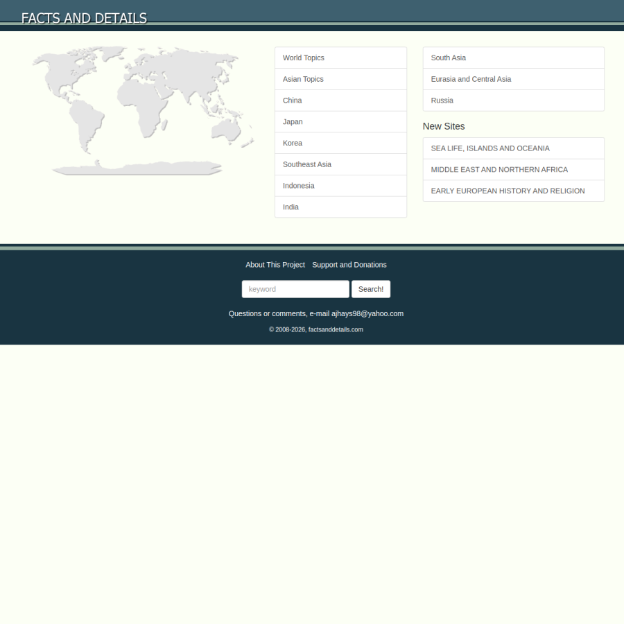 factsanddetails.com homepage screenshot