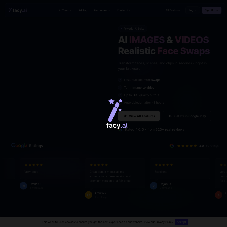 facy.ai homepage screenshot