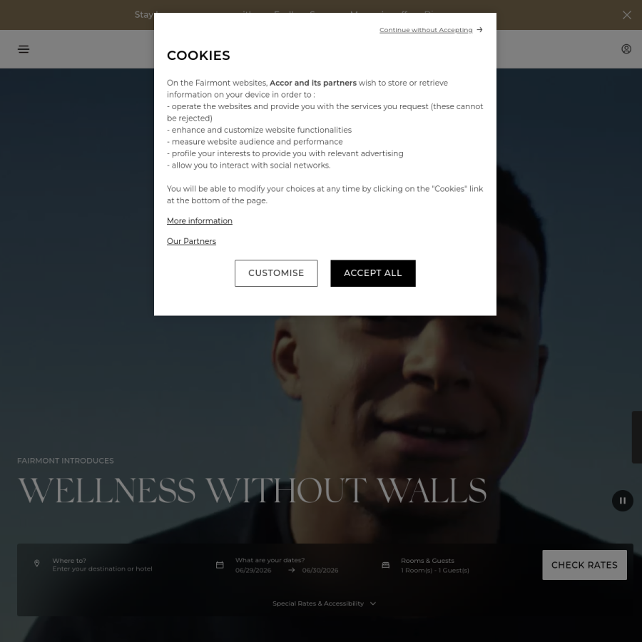 fairmont.com homepage screenshot
