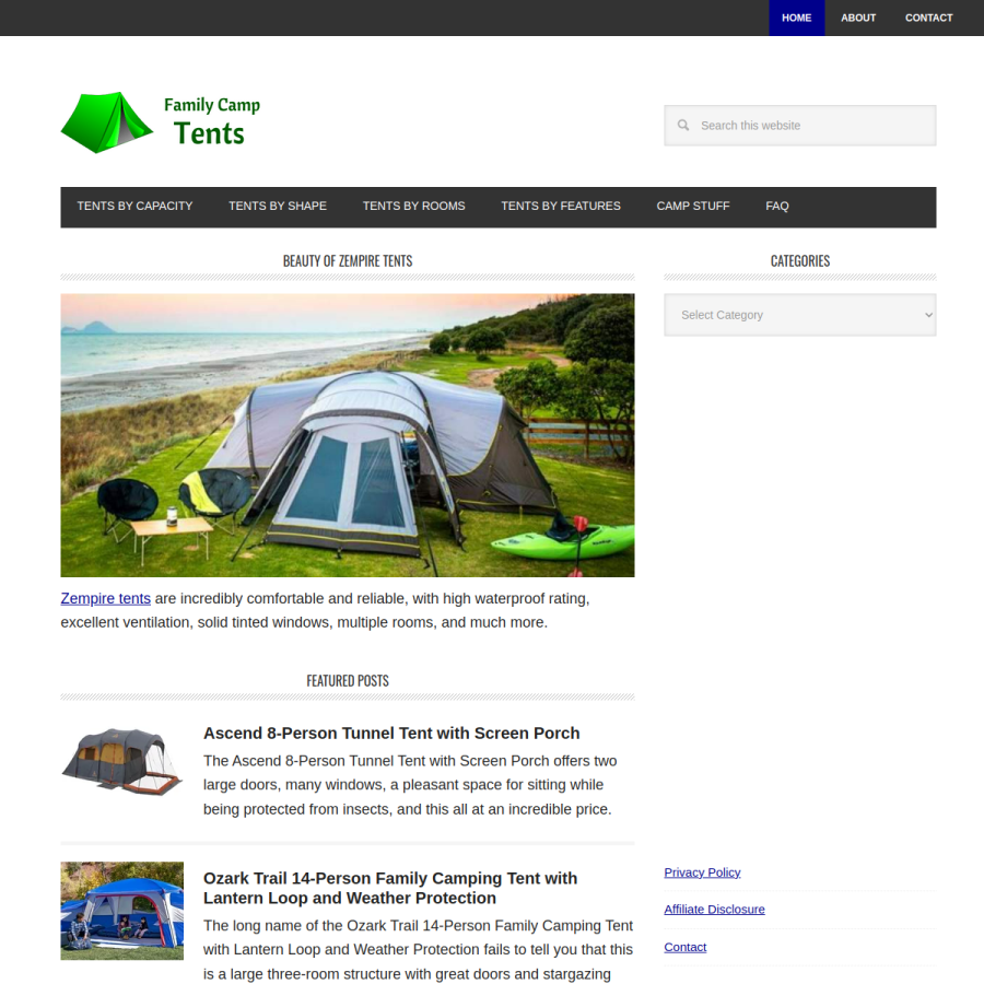 familycamptents.com homepage screenshot