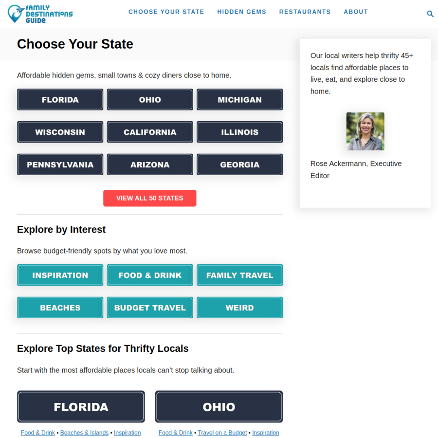 familydestinationsguide.com homepage screenshot