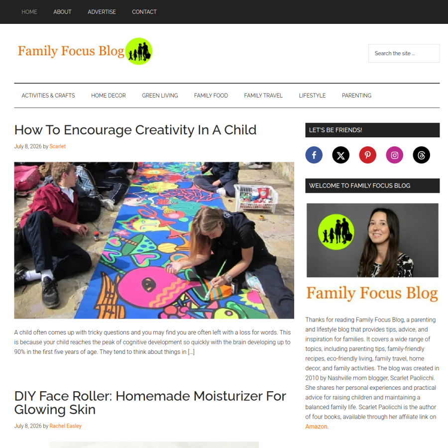 familyfocusblog.com homepage screenshot