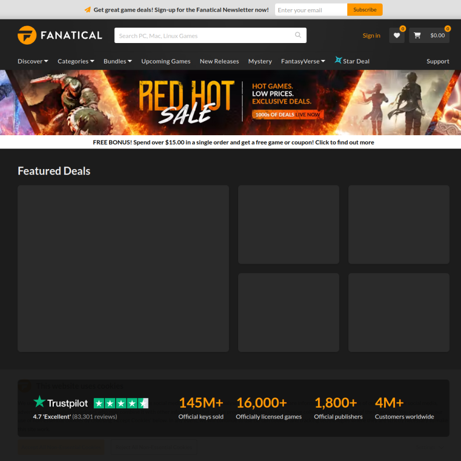 fanatical.com homepage screenshot