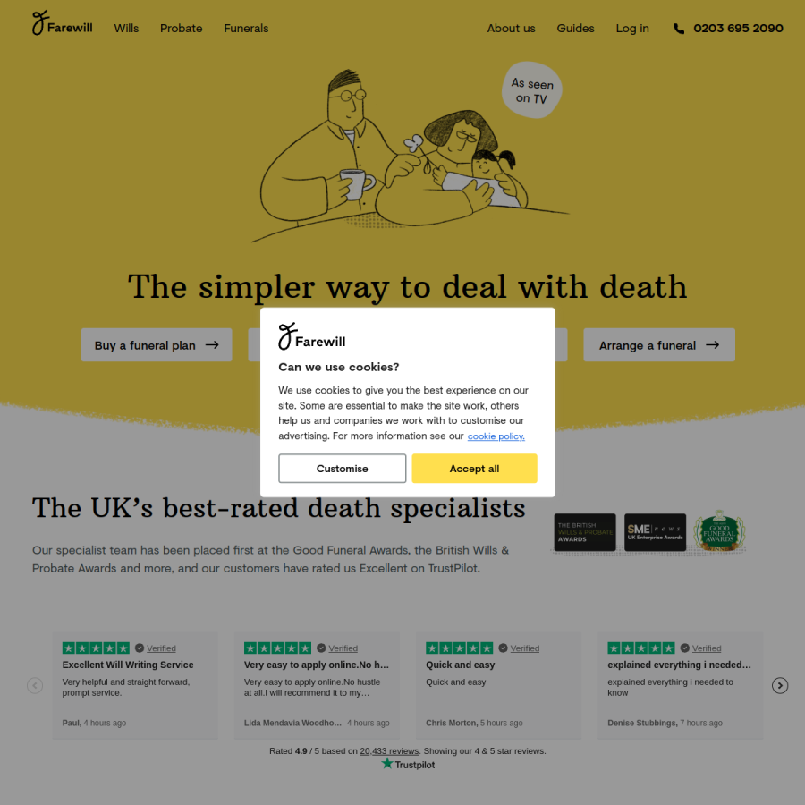 farewill.com homepage screenshot