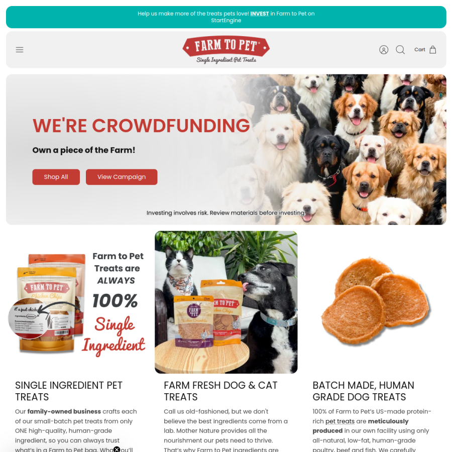 farmtopettreats.com homepage screenshot