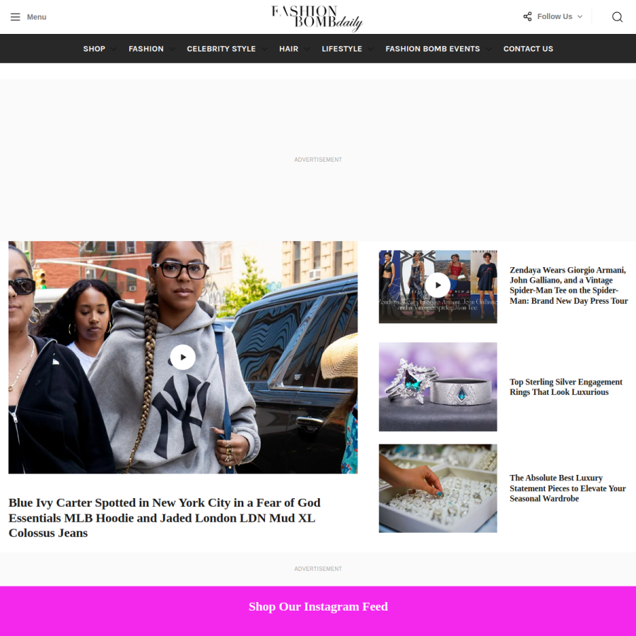 fashionbombdaily.com homepage screenshot