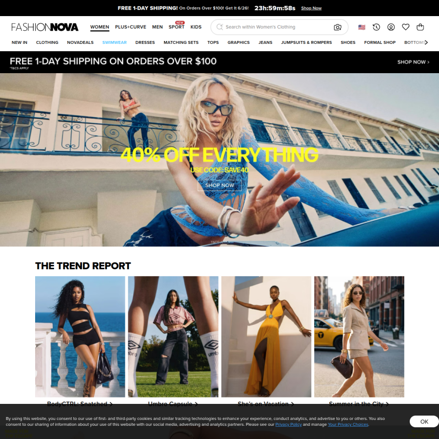 fashionnova.com homepage screenshot